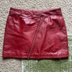 Wilson’s Red Asymmetrical Zipper Leather Skirt